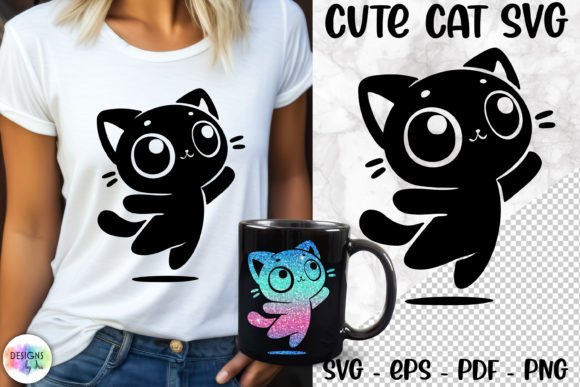 Black Cat SVG Cat Silhouette, Kitten PNG