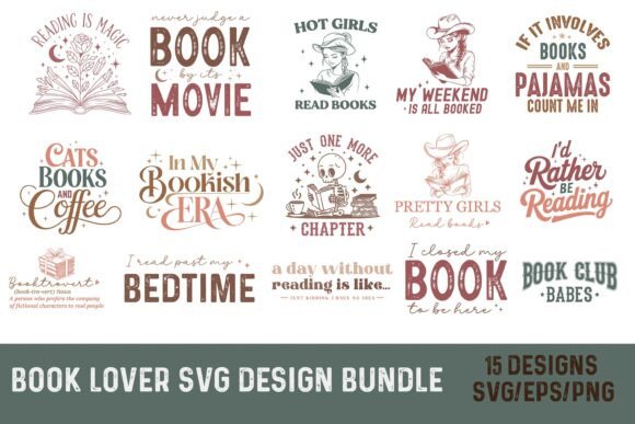 Book Reading Quote SVG Bundle Design
