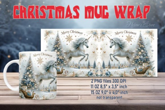 Christmas Unicorn Mug Wrap Sublimation