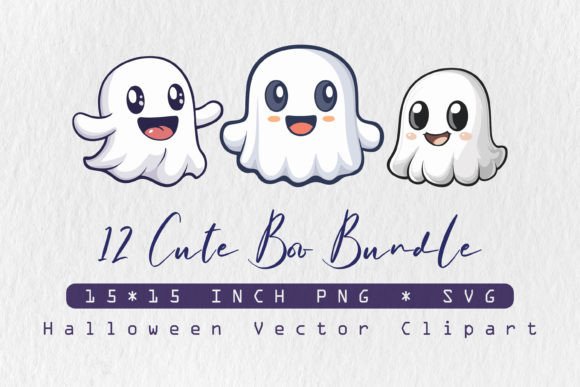 Cute Boo Halloween Ghost SVG Bundle