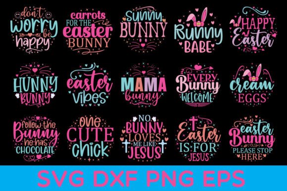 Easter Bunny SVG PNG Quotes Bundle