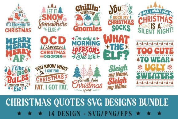 Funny Christmas Quotes SVG Design Bundle