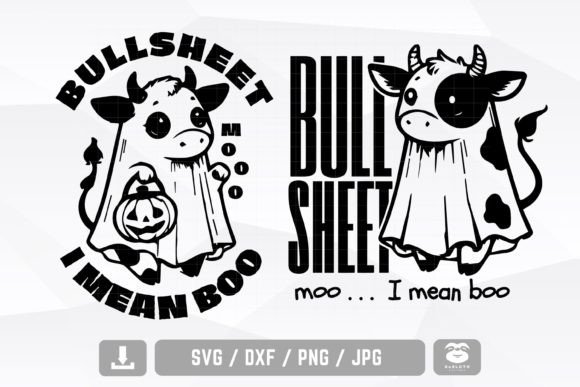 Halloween Bull Sheet Svg, Ghost Cows Svg