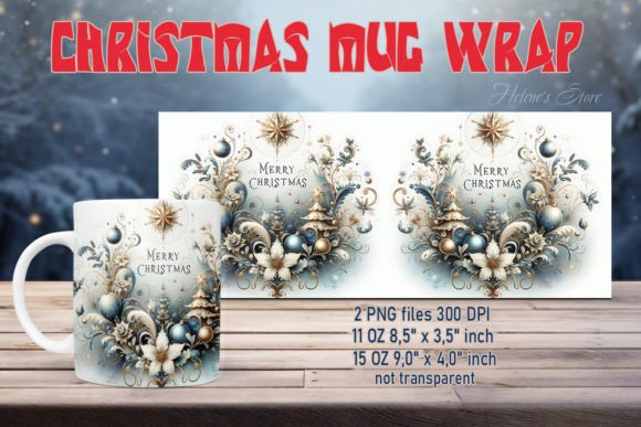 Retro Christmas Mug Wrap Sublimation PNG